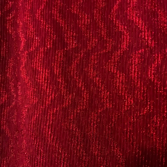 Lily Morgan red shimmer/sparkle party blouse / sheer arms/shoulders XL - Picture 4 of 4